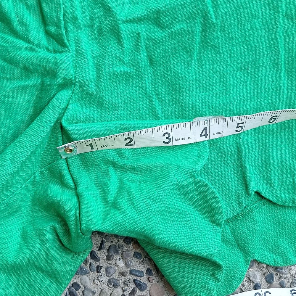 NWT 4" J. Crew Kelly Green Scalloped Hem Cotton Linen Shorts Size 10 - Picture 6 of 11